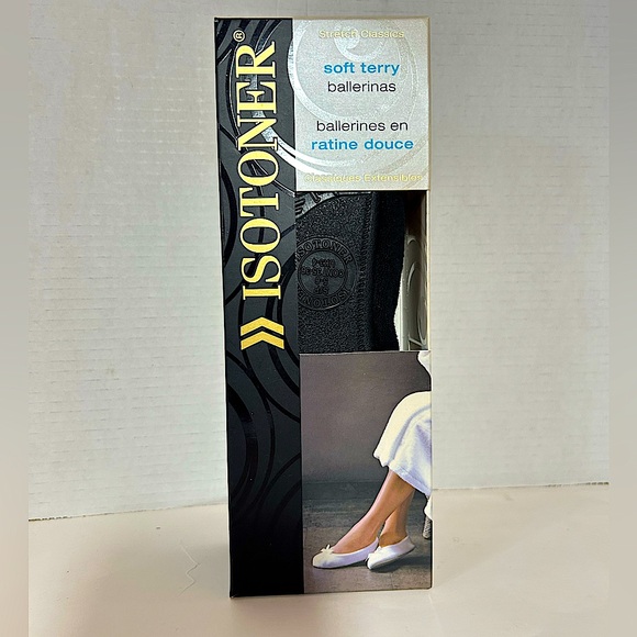 Isotoners Terry Ballerina Slipper Indoor/Outdoor Comfort Slipper Black S (5-6) - Picture 3 of 10